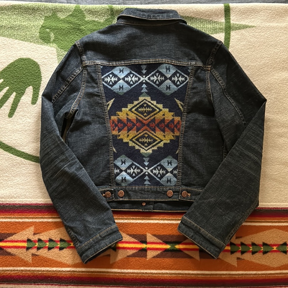 NWT PENDLETON Denim & Wool Dark Denim Jean Jacket Size M PINTO MOUNTAINS WOOL